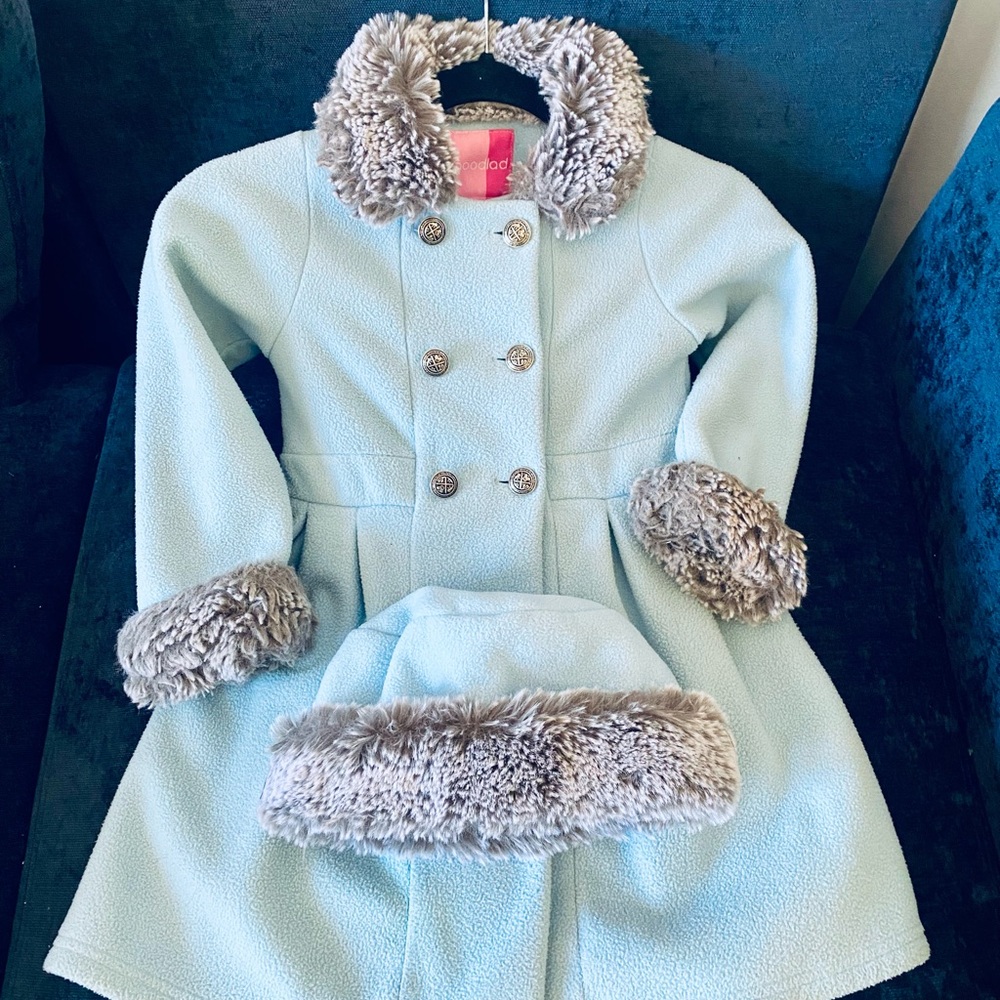 Good Lad Light Blue Coat with Faux Fur Trim and Matching Hat  5T